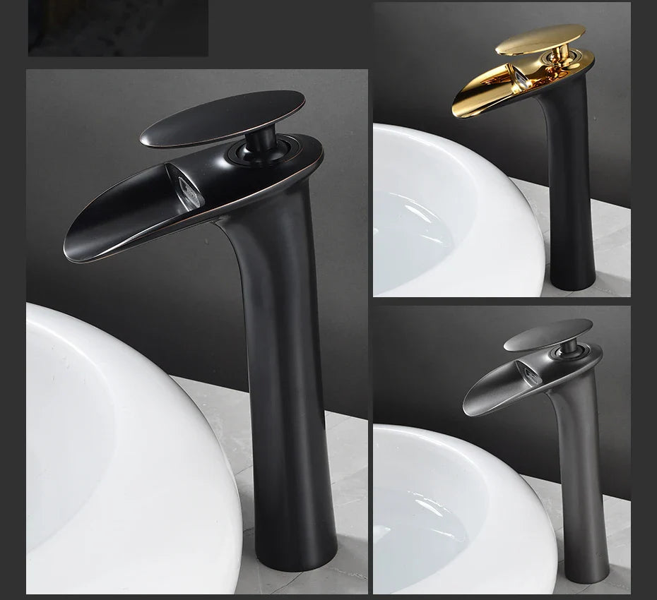Black Waterfall Bathroom Faucet Mixer Tap