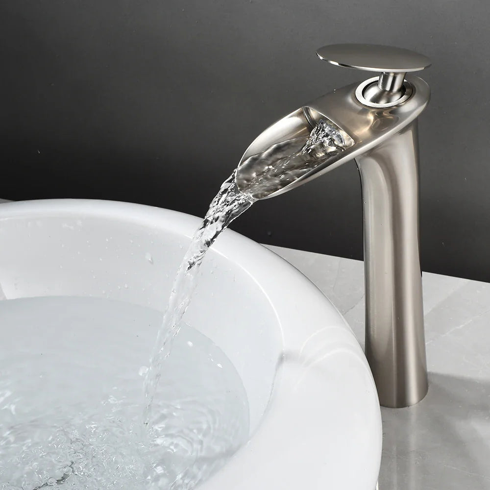 Black Waterfall Bathroom Faucet Mixer Tap