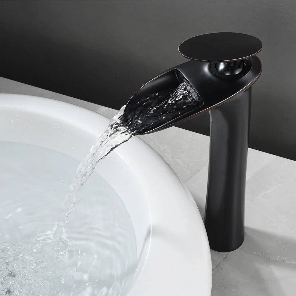 Black Waterfall Bathroom Faucet Mixer Tap