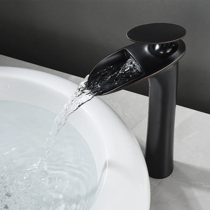 Black Waterfall Bathroom Faucet Mixer Tap
