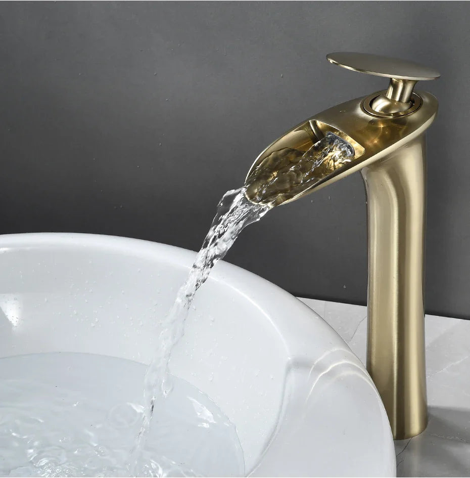 Black Waterfall Bathroom Faucet Mixer Tap