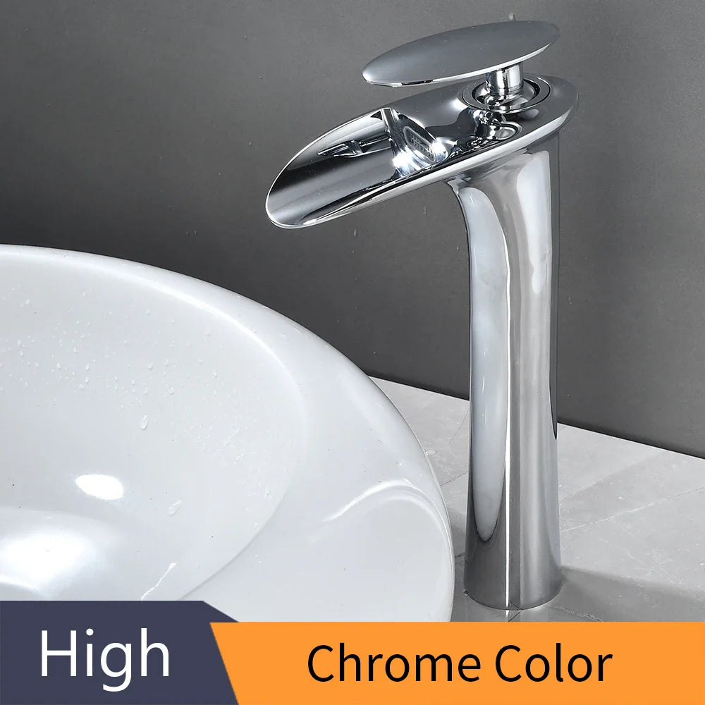 Black Waterfall Bathroom Faucet Mixer Tap - Chrome / United States