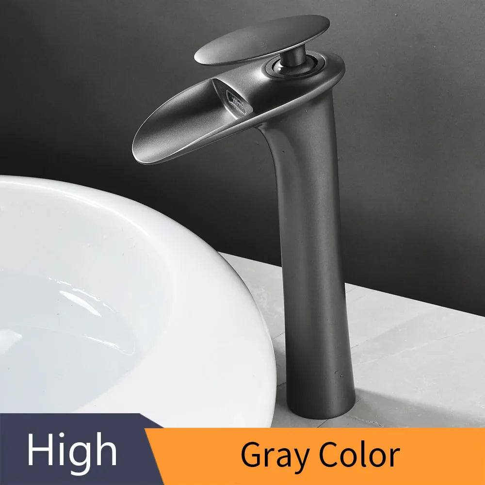 Black Waterfall Bathroom Faucet Mixer Tap - Gray / United States