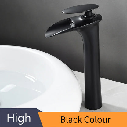 Black Waterfall Bathroom Faucet Mixer Tap - Matte Black / United States