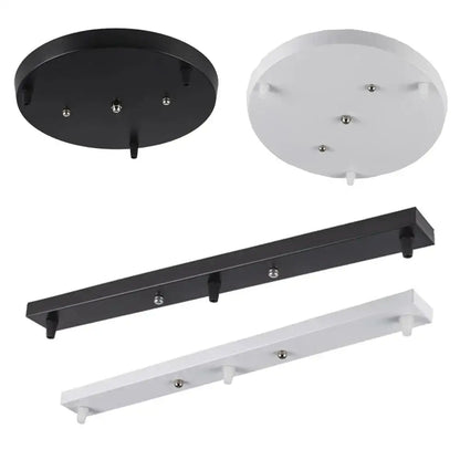 Black and white ceiling-mounted hook racks with sleek design paired with 3 head pendant light base canopy plate chandelier