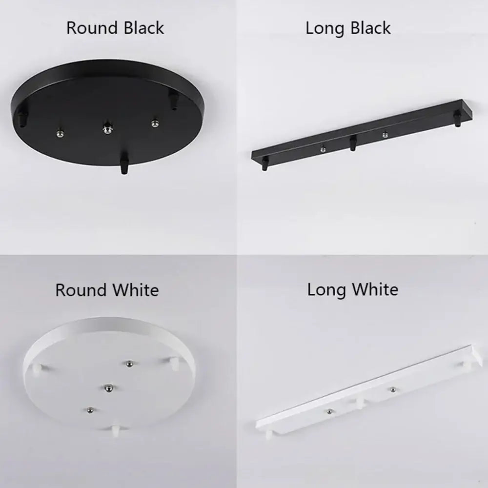 Black and white 3 head pendant light with sleek base canopy plate for dining room minimalist lighting design