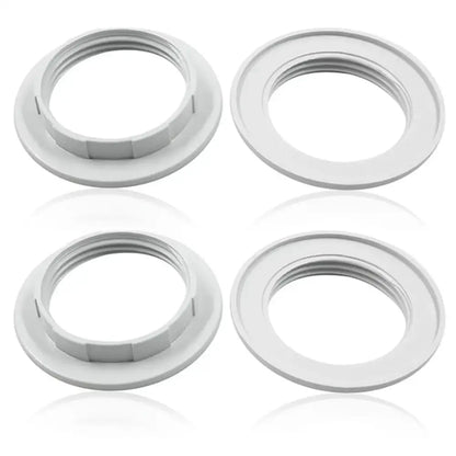 White plastic lamp shade adapter rings with 40mm collar for light socket kitchen adapter in black and white design