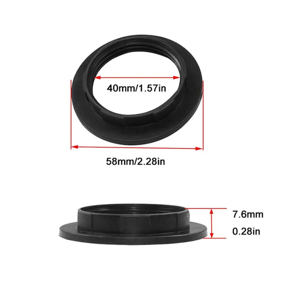 Black rubber gasket with flanged base for secure fitting in 40mm collar rings light socket kitchen adapter