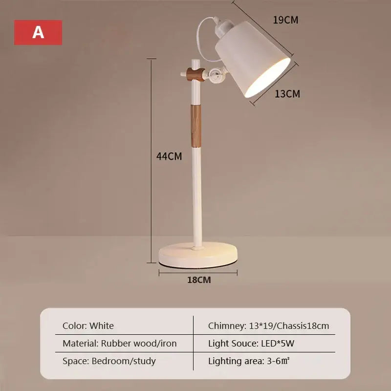 White desk lamp with sleek design and wooden accent LED light source decorbites adjustable wood desk lamp