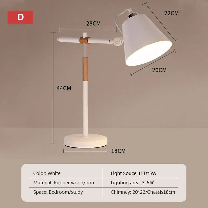 White desk lamp with rubber wood and iron featuring a natural wood joint by decorbites adjustable wood desk for study