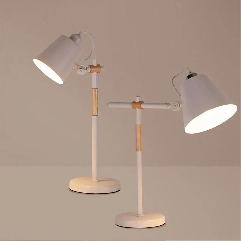 White desk lamp with wooden accents and adjustable arms from decorbites adjustable wood desk collection for study use