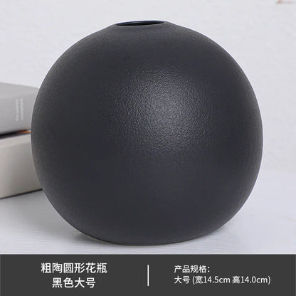 Black & White Ceramic Round Vase - A-L - Vase