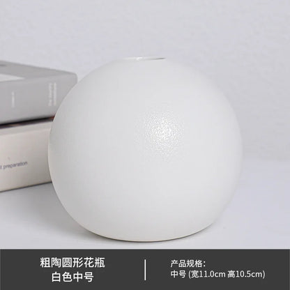 Black & White Ceramic Round Vase - E-M - Vase