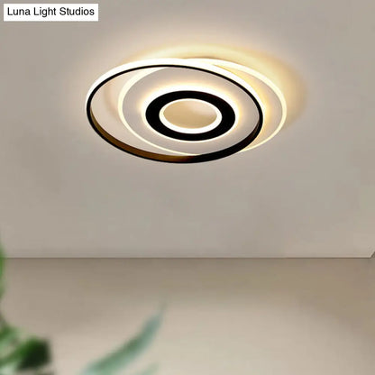 Lámpara de techo LED circular blanca y negra DecorBites™ en luz cálida/blanca - Luminaria empotrada moderna de acrílico - 45,7 cm/54,6 cm de ancho