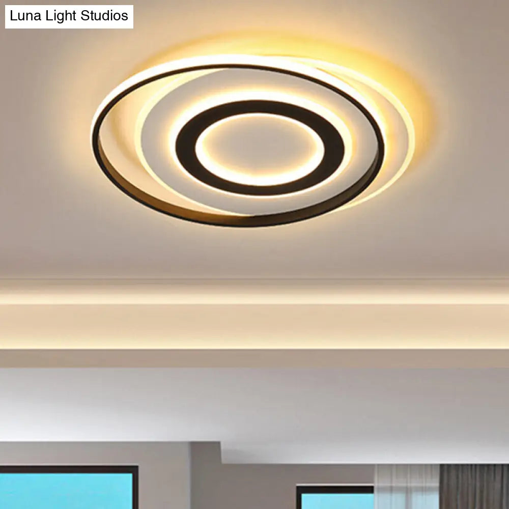 Lámpara de techo LED circular blanca y negra DecorBites™ en luz cálida/blanca - Luminaria empotrada moderna de acrílico - 45,7 cm/54,6 cm de ancho