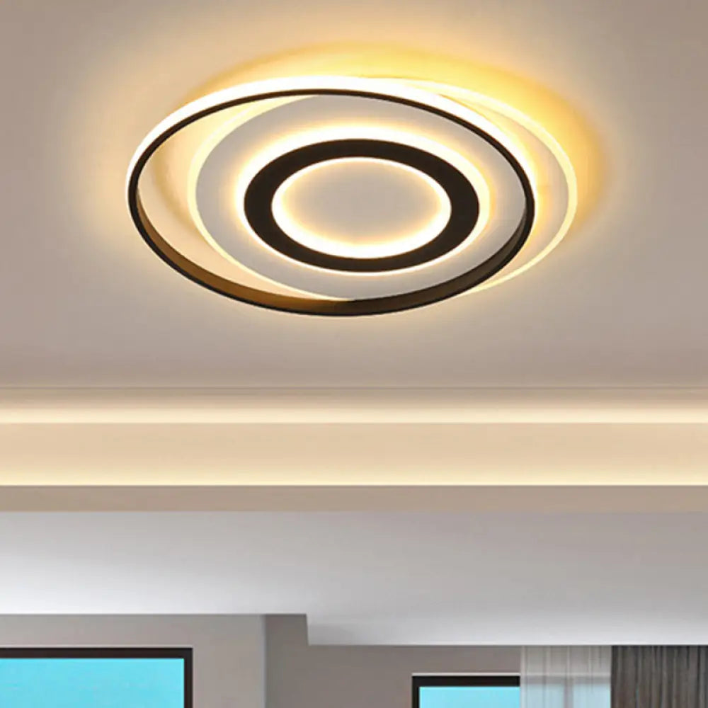 Lámpara de techo LED circular blanca y negra DecorBites™ en luz cálida/blanca - Luminaria empotrada moderna de acrílico - 45,7 cm/54,6 cm de ancho