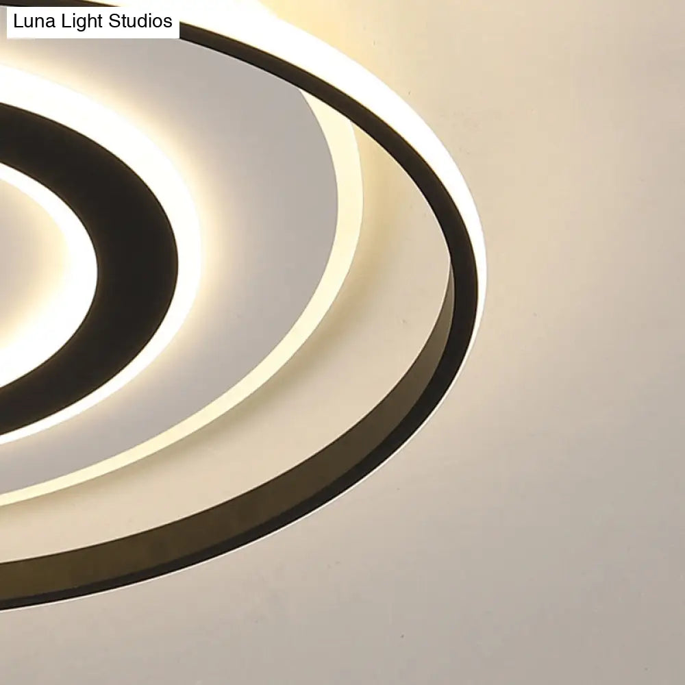 Lámpara de techo LED circular blanca y negra DecorBites™ en luz cálida/blanca - Luminaria empotrada moderna de acrílico - 45,7 cm/54,6 cm de ancho