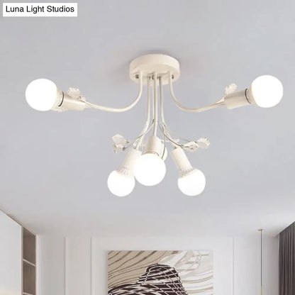 ديكوربايتس™ مصباح شبه مدمج بأذرع معدنية منحنية باللون الأسود/الأبيض/الذهبي - طراز نورديك - 6/9 مصابيح - غرفة نوم - مثبت في السقف