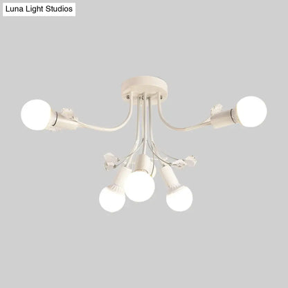 ديكوربايتس™ مصباح شبه مدمج بأذرع معدنية منحنية باللون الأسود/الأبيض/الذهبي - طراز نورديك - 6/9 مصابيح - غرفة نوم - مثبت في السقف