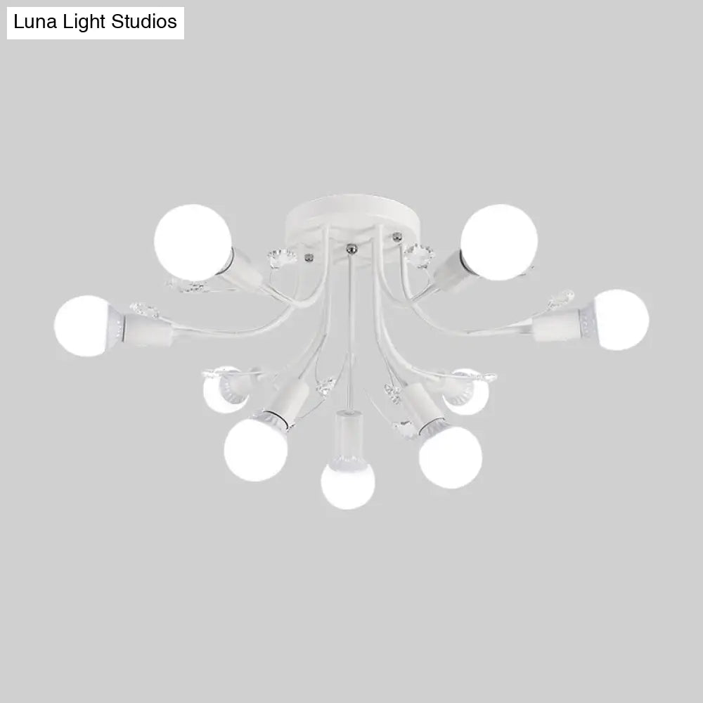 ديكوربايتس™ مصباح شبه مدمج بأذرع معدنية منحنية باللون الأسود/الأبيض/الذهبي - طراز نورديك - 6/9 مصابيح - غرفة نوم - مثبت في السقف