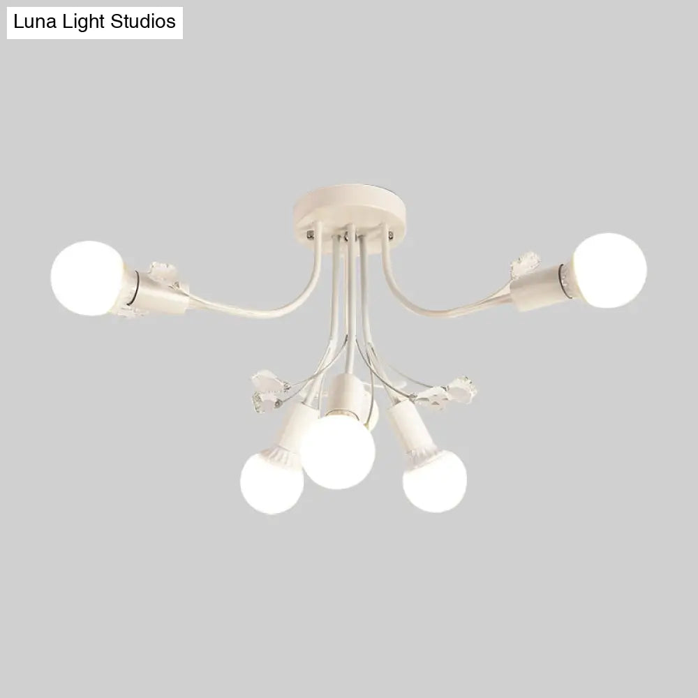 ديكوربايتس™ مصباح شبه مدمج بأذرع معدنية منحنية باللون الأسود/الأبيض/الذهبي - طراز نورديك - 6/9 مصابيح - غرفة نوم - مثبت في السقف