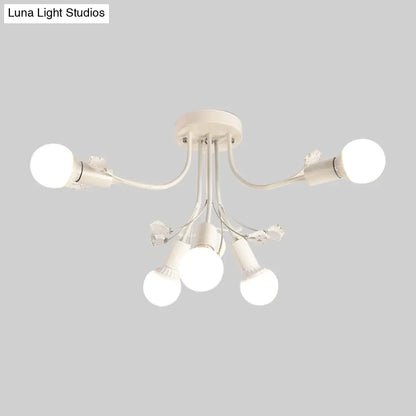 ديكوربايتس™ مصباح شبه مدمج بأذرع معدنية منحنية باللون الأسود/الأبيض/الذهبي - طراز نورديك - 6/9 مصابيح - غرفة نوم - مثبت في السقف