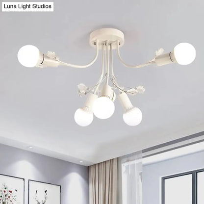 ديكوربايتس™ مصباح شبه مدمج بأذرع معدنية منحنية باللون الأسود/الأبيض/الذهبي - طراز نورديك - 6/9 مصابيح - غرفة نوم - مثبت في السقف