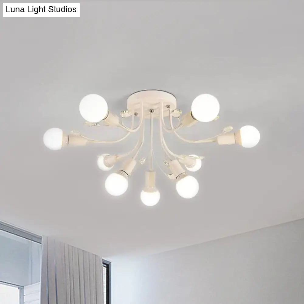 ديكوربايتس™ مصباح شبه مدمج بأذرع معدنية منحنية باللون الأسود/الأبيض/الذهبي - طراز نورديك - 6/9 مصابيح - غرفة نوم - مثبت في السقف