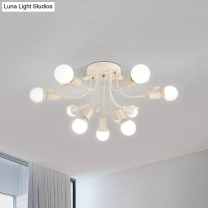 ديكوربايتس™ مصباح شبه مدمج بأذرع معدنية منحنية باللون الأسود/الأبيض/الذهبي - طراز نورديك - 6/9 مصابيح - غرفة نوم - مثبت في السقف