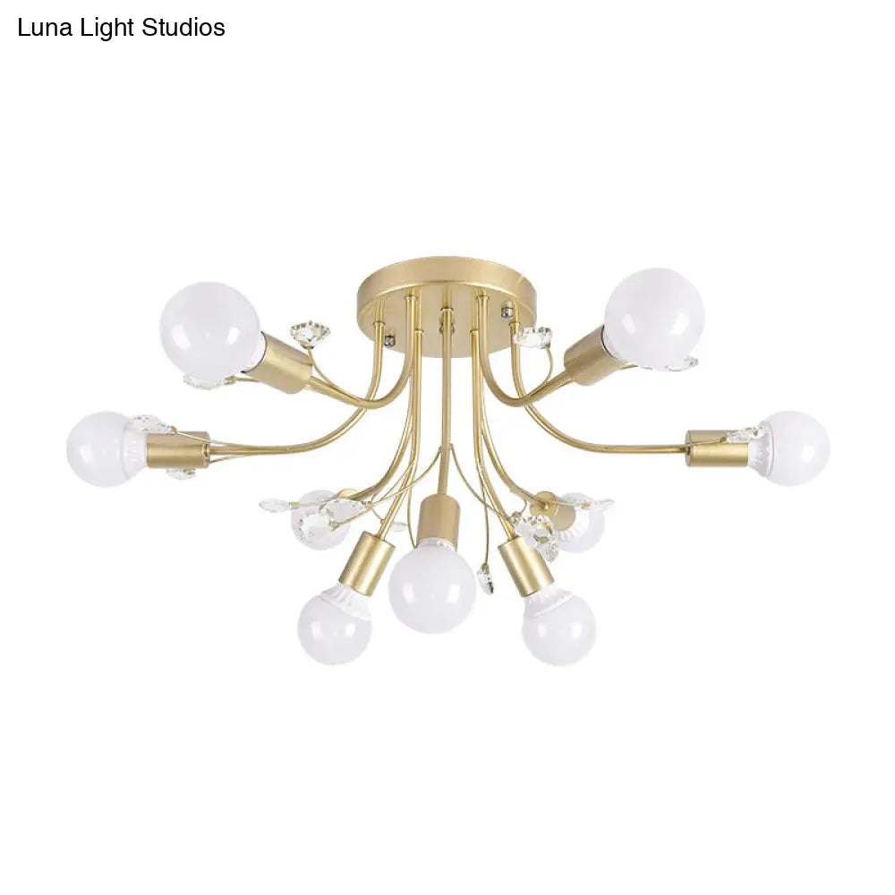 ديكوربايتس™ مصباح شبه مدمج بأذرع معدنية منحنية باللون الأسود/الأبيض/الذهبي - طراز نورديك - 6/9 مصابيح - غرفة نوم - مثبت في السقف