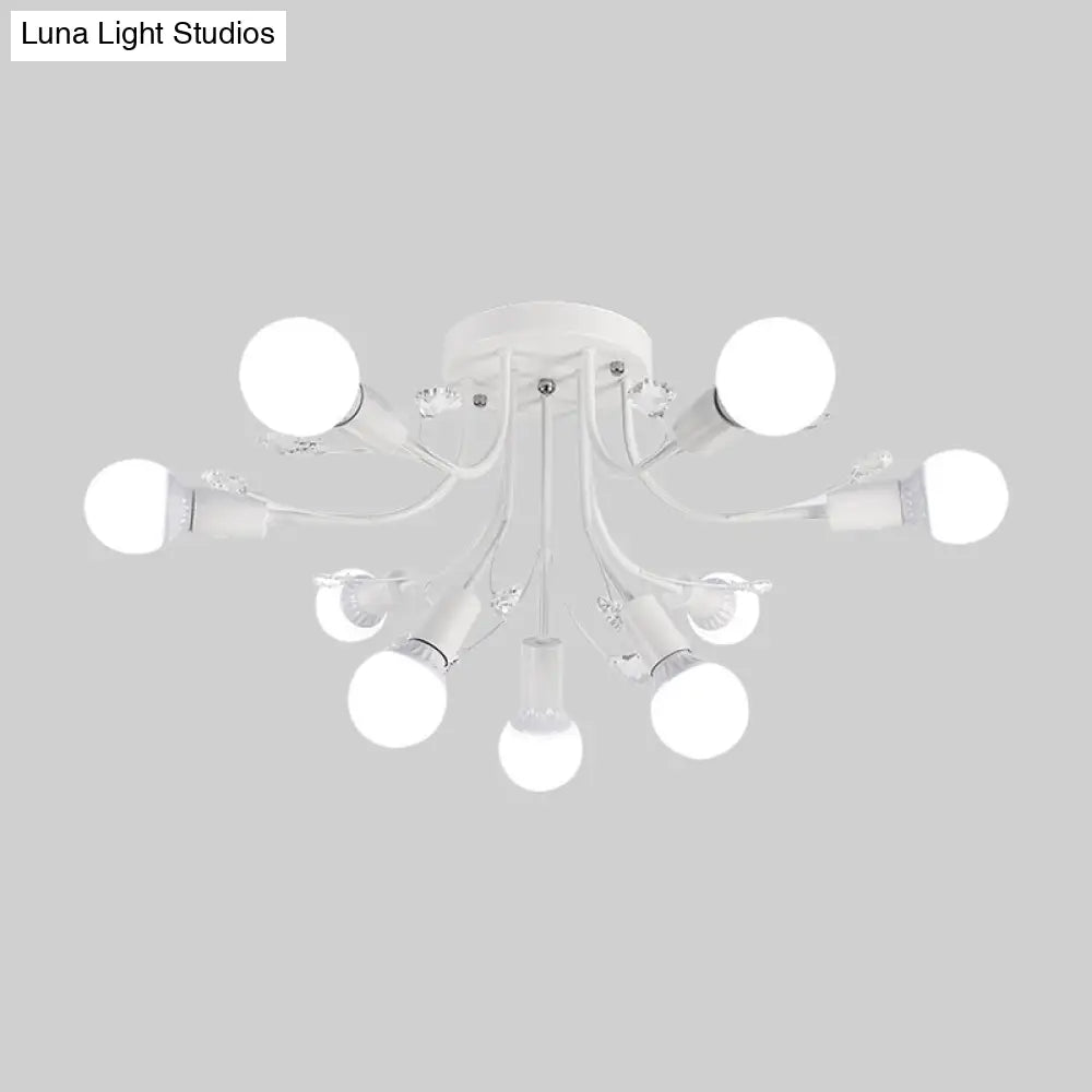 ديكوربايتس™ مصباح شبه مدمج بأذرع معدنية منحنية باللون الأسود/الأبيض/الذهبي - طراز نورديك - 6/9 مصابيح - غرفة نوم - مثبت في السقف