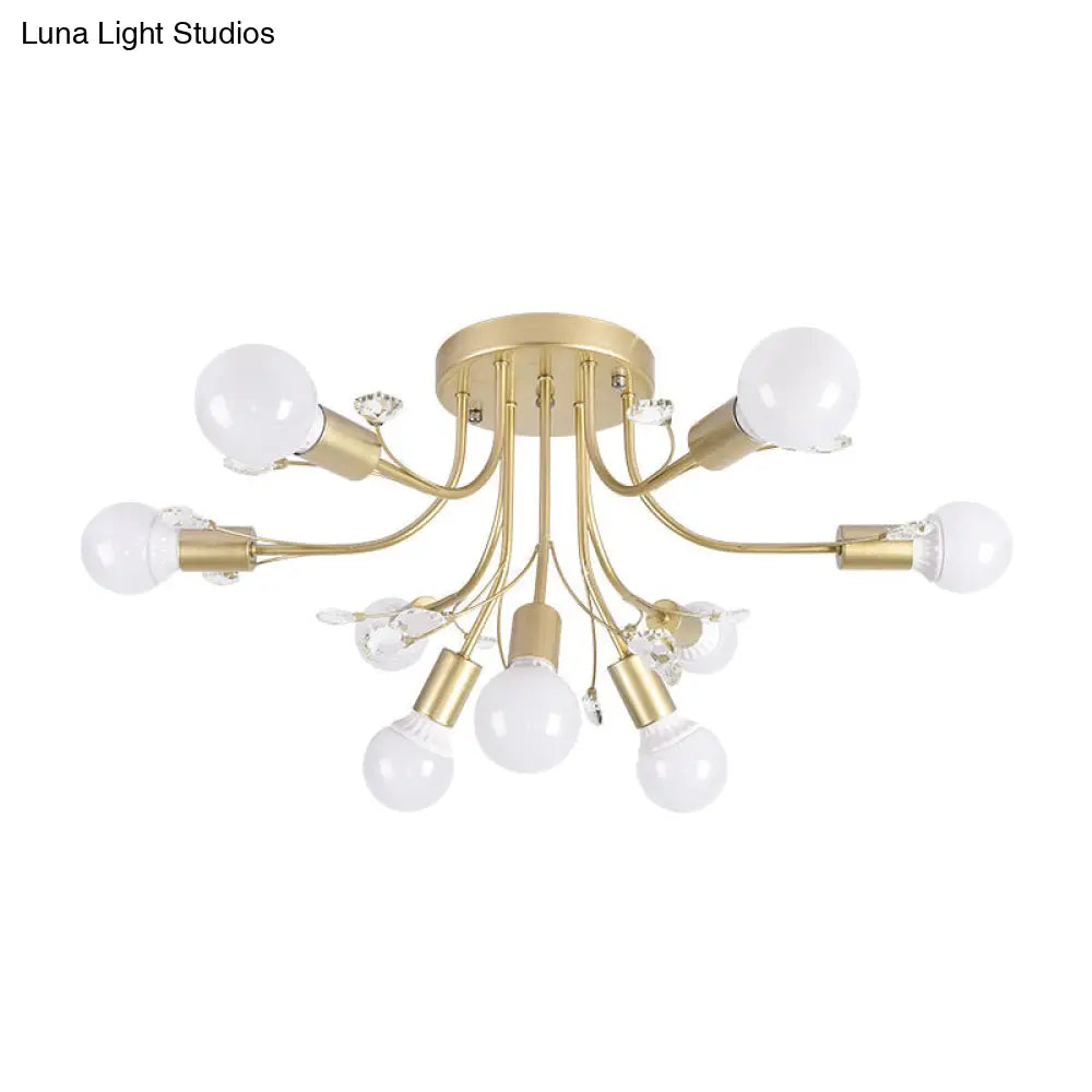 ديكوربايتس™ مصباح شبه مدمج بأذرع معدنية منحنية باللون الأسود/الأبيض/الذهبي - طراز نورديك - 6/9 مصابيح - غرفة نوم - مثبت في السقف