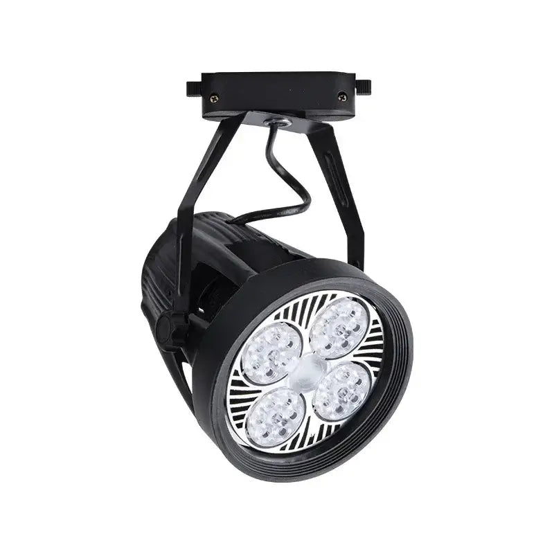 Black and white metallic cob ceiling spotlight with four led bulbs in square pattern and adjustable mounting bracket decorbites cob ceiling