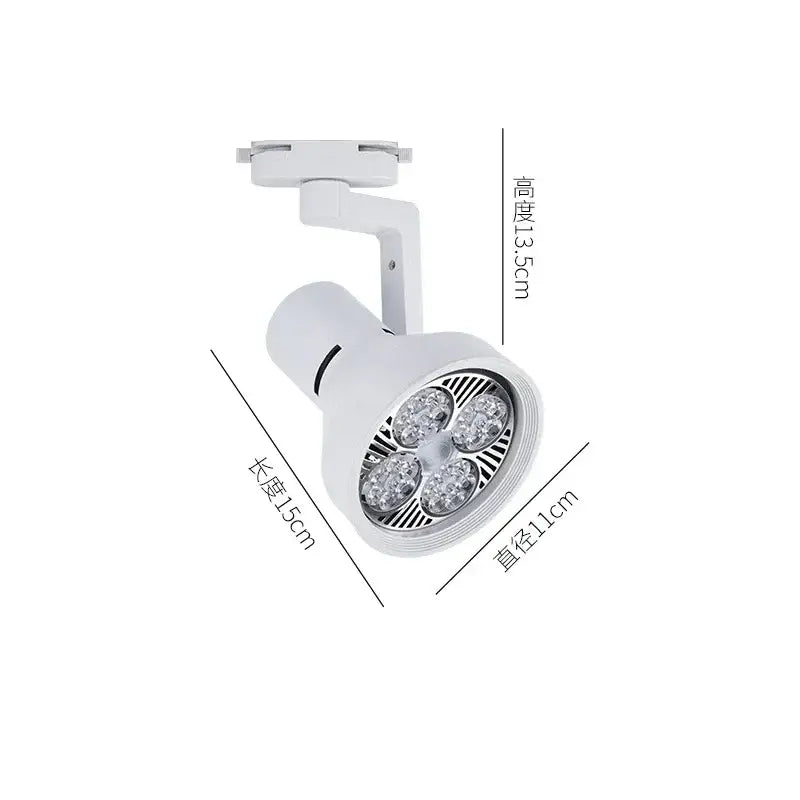 White led track lighting fixture with four circular bulbs in black and white metallic cob ceiling spotlight decorbites cob ceiling