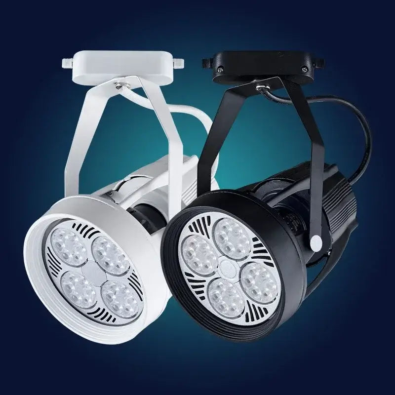 Black and white metallic cob ceiling spotlight with circular heads housing multiple leds for living room decorbites cob ceiling