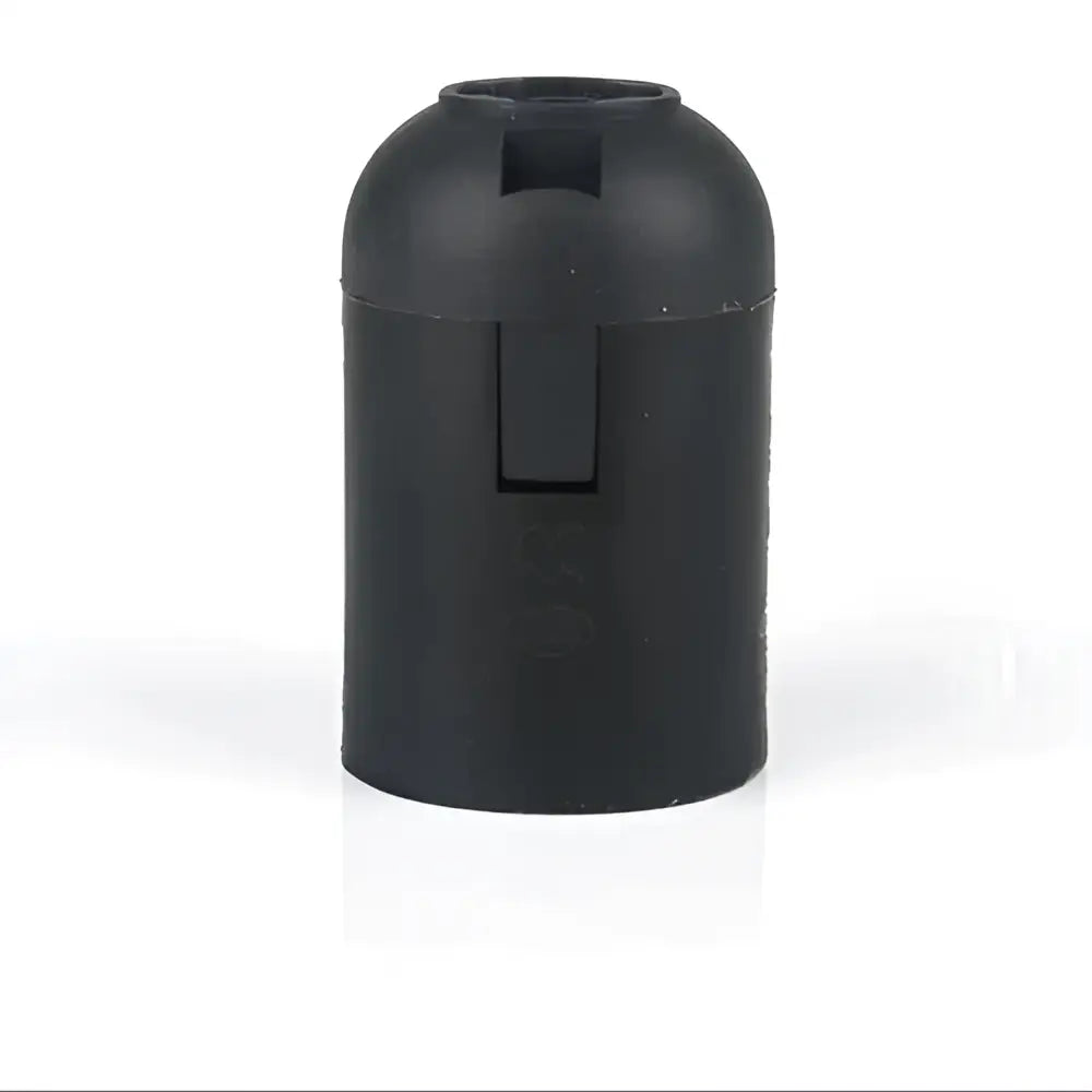 Black plastic lamp holder socket with rectangular slot and sliding latch for living room luminaire use