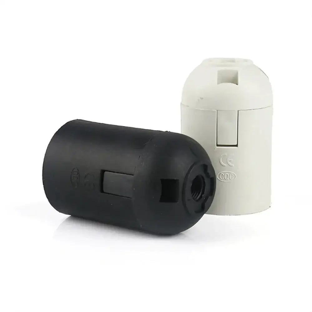 Black and white plastic lamp holder socket with rectangular side slot for living room luminaire use