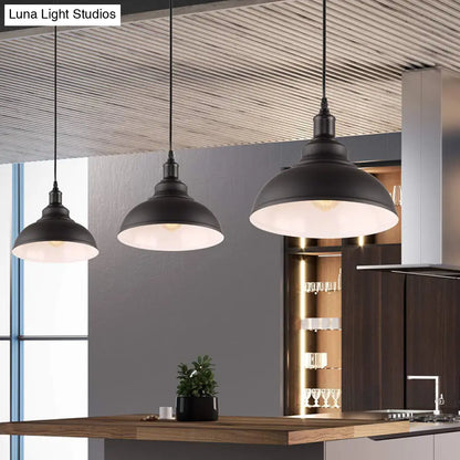 Black & White Pot Lid Ceiling Light - Industrial Metallic Pendant Light for Restaurants