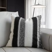 Black and white striped knitted crochet cushion cover with textured pattern for living room decorbites knitted crochet decor