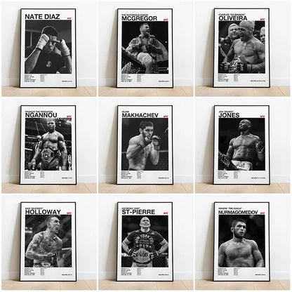 Black & White UFC Canvas Print for Gym Decor - Posters