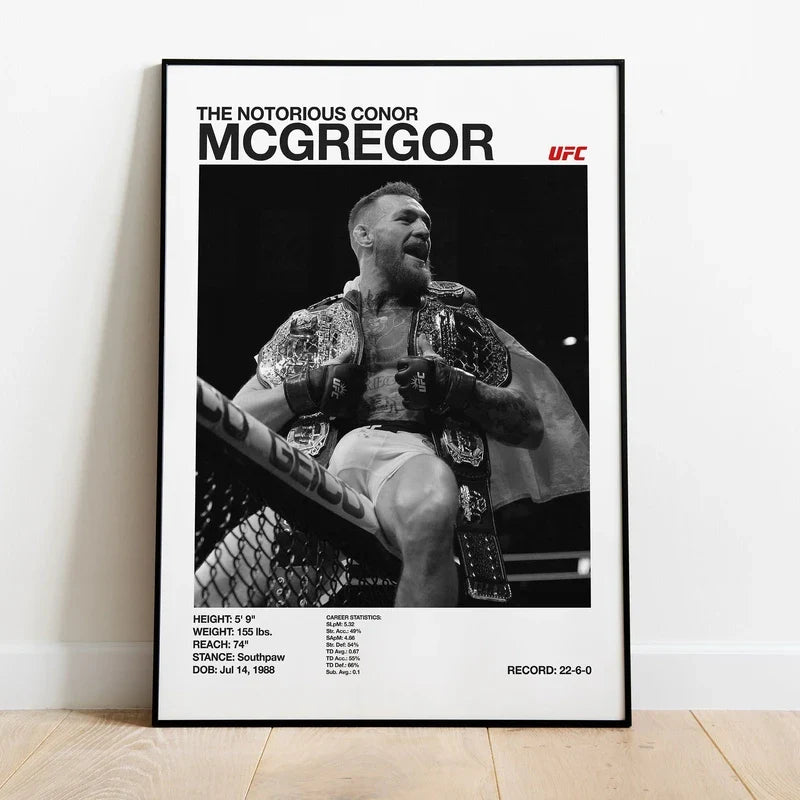 Black & White UFC Canvas Print for Gym Decor - 8 / 50x70cm No Frame - Posters