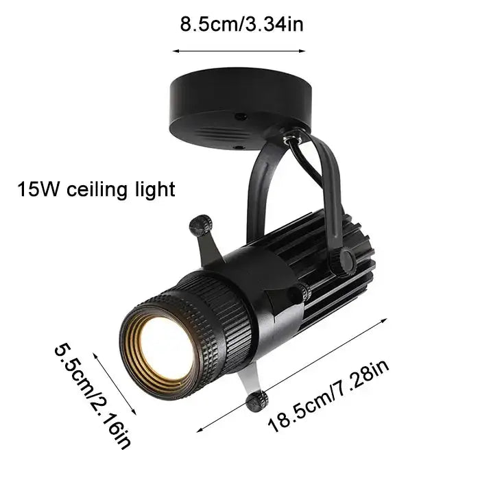 Black wireless remote led spotlight with textured ribbed body and adjustable head for stage and party lighting