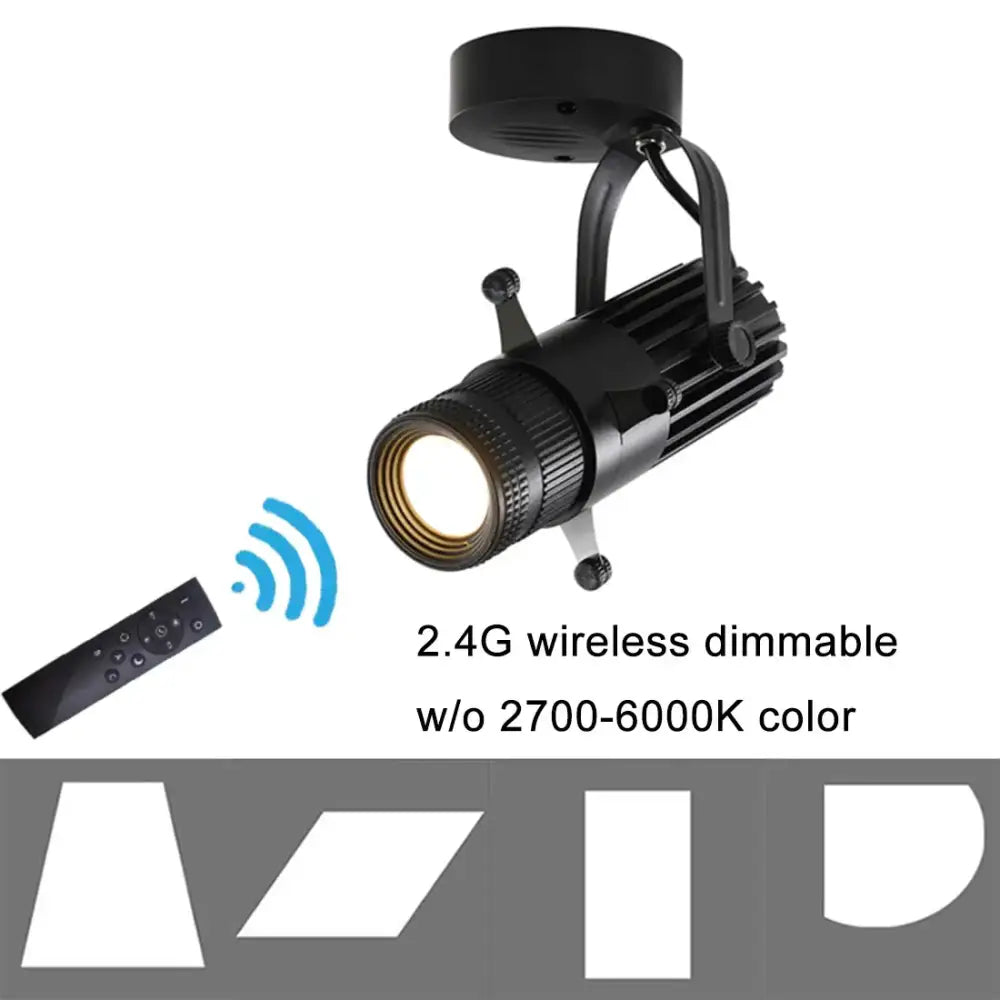 Black wireless remote led spotlight with adjustable 2700-6000k dimmable colors and remote control for stage and party lighting