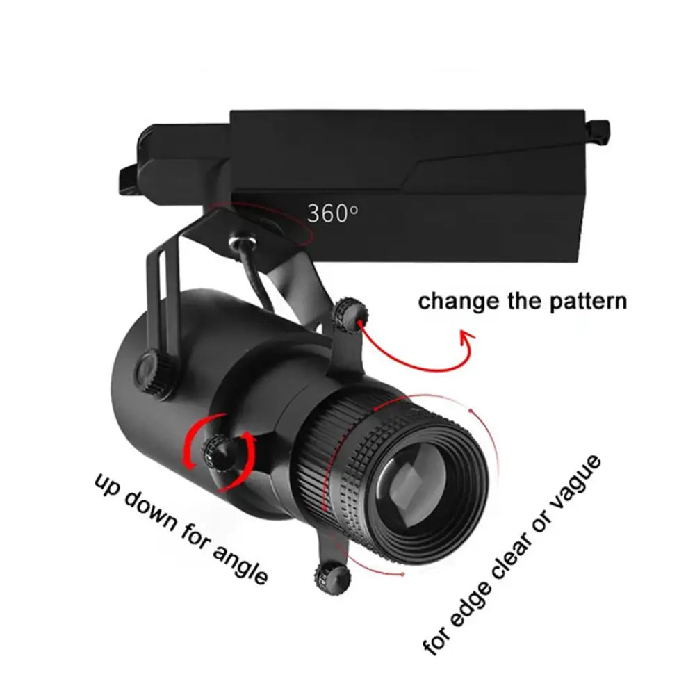 Black wireless remote led spotlight stage light with adjustable track lighting fixture and 360-degree rotating head