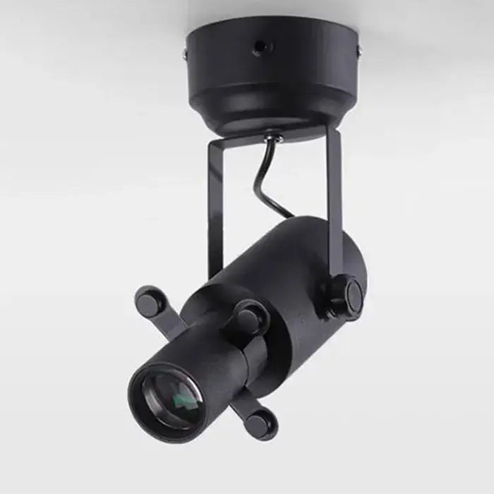 Black matte-finished adjustable spotlight fixture with cylindrical head and bracket for wireless remote led stage use