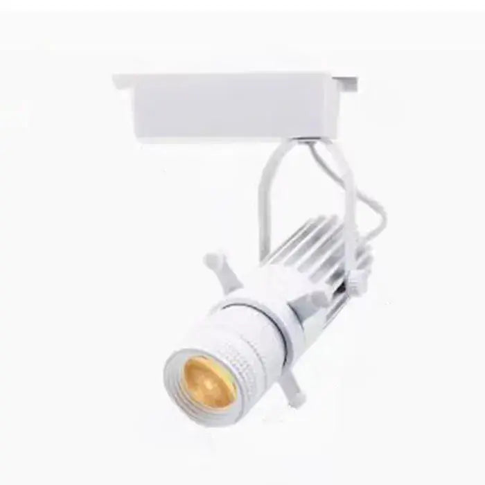 White led track light with cylindrical body heat-dissipating fins and adjustable head for wireless remote led spotlight use