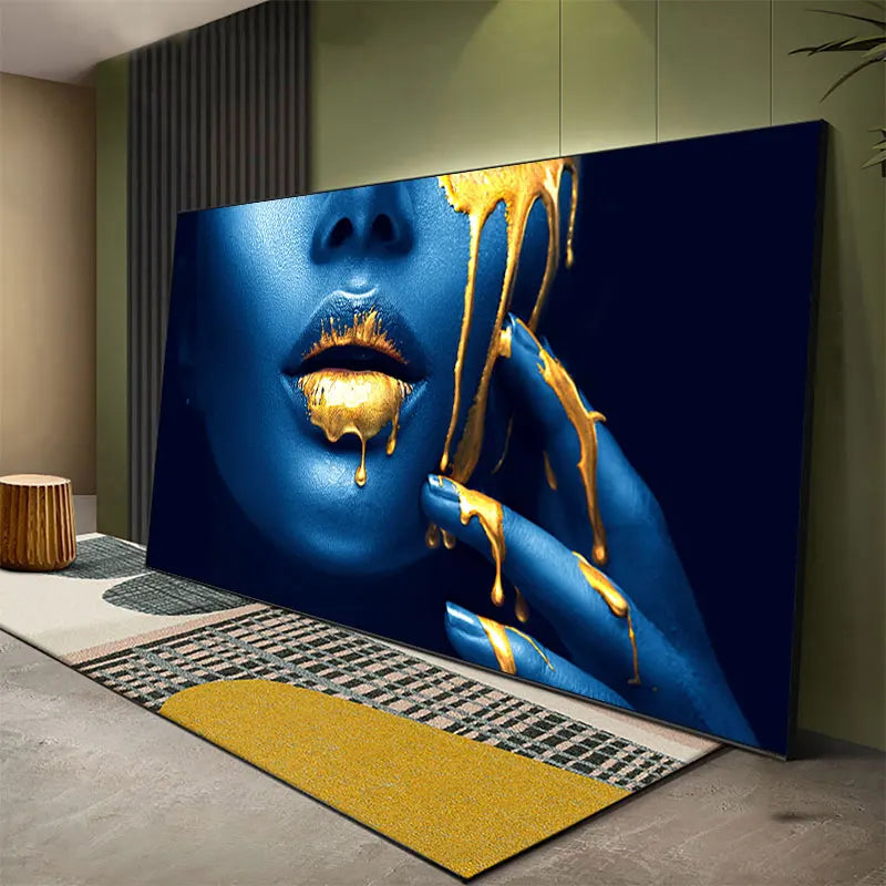 Black Women with Golden Lips Oil Paintings