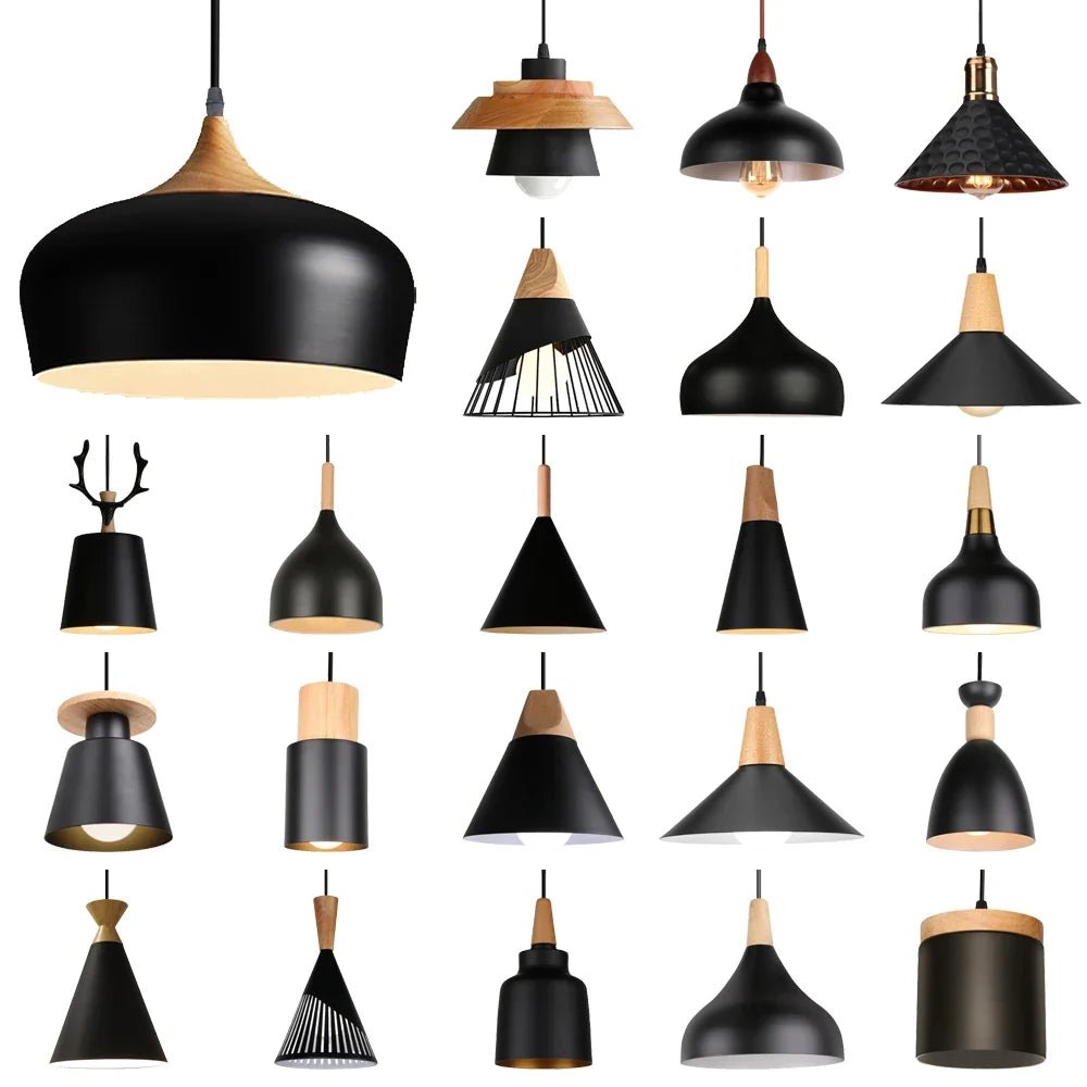 Black Wood Industrial Pendant Light - Decorbites