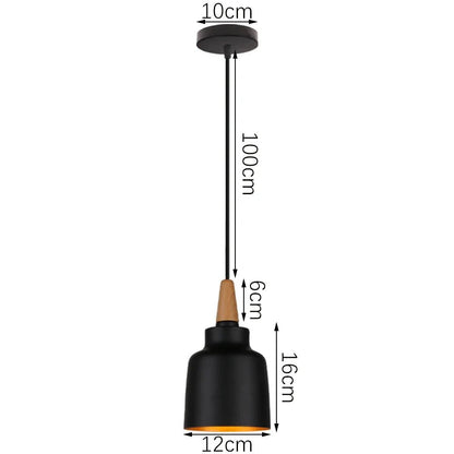 Black Wood Industrial Pendant Light - Decorbites