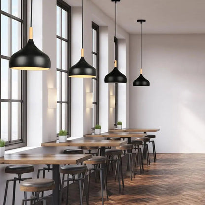 Black Wood Industrial Pendant Light - Decorbites